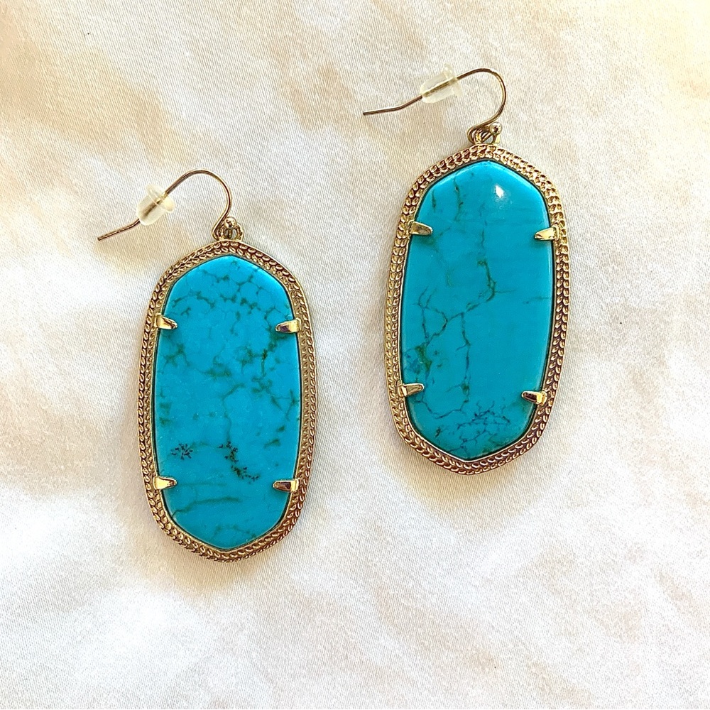 Kendra Scott Veined Turquoise “Elle” Drop Earrings